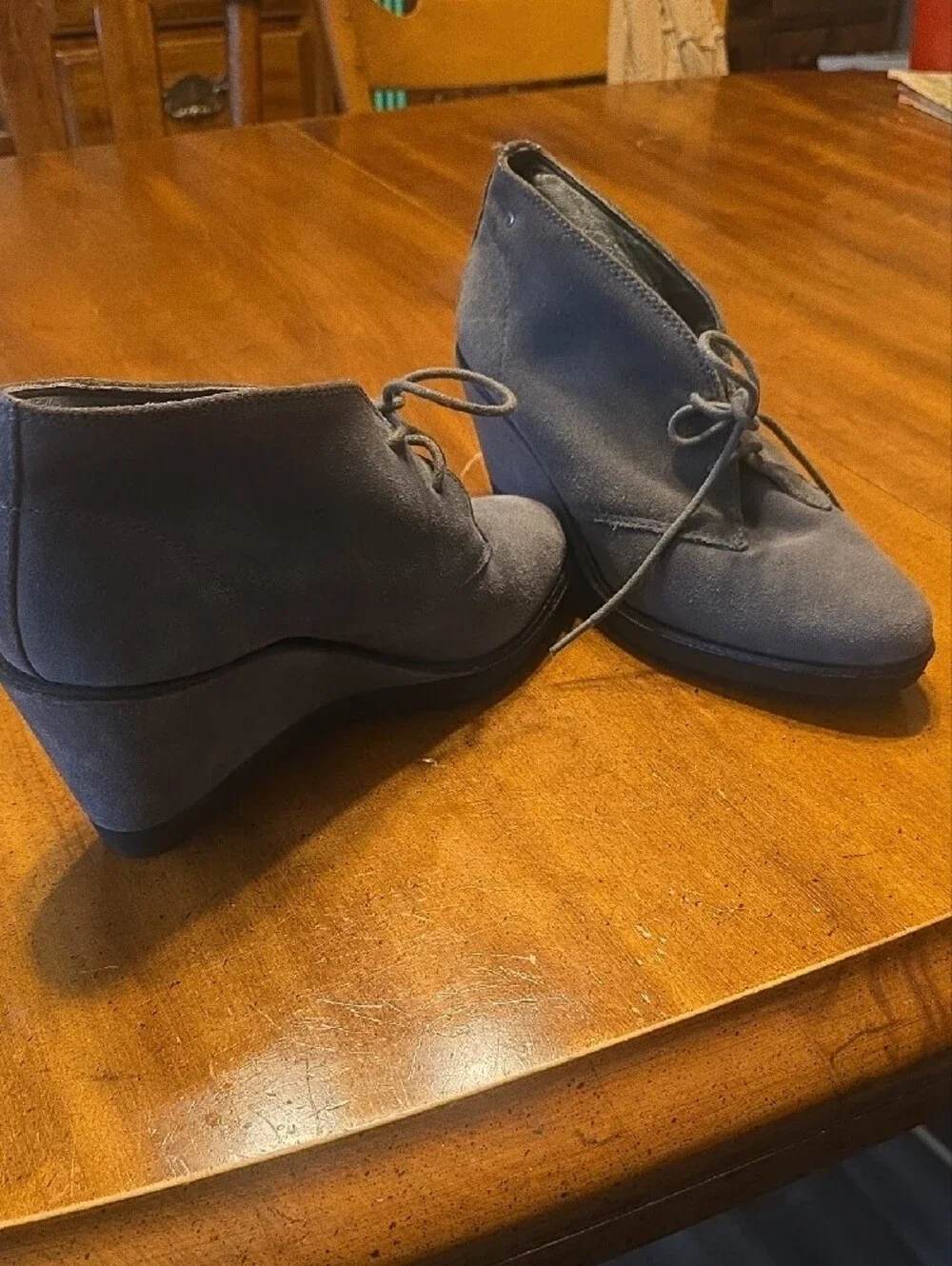 Coach Grey Suede Cassy Wedge Ankle Boots